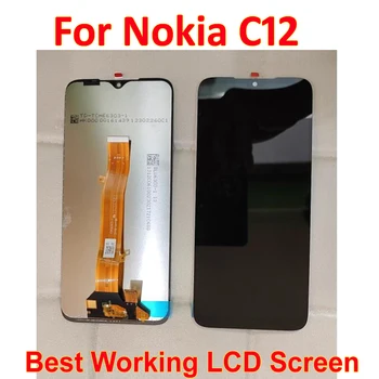 100% Оригинальный IPS ЖК-дисплей, сенсорный экран, дигитайзер в сборе, стеклянный датчик для замены телефона Nokia C12 6.3 