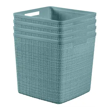 11-дюймовая корзина для кубиков, пластиковый контейнер для хранения, Aqua Slate, 4 упаковки