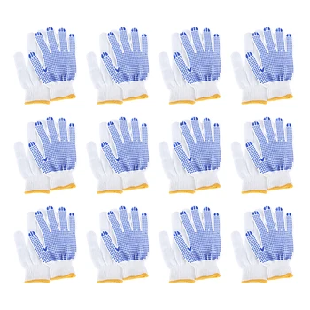 12/24 пары рабочих защитных перчаток Мужские Защитные рабочие перчатки из ПВХ + пряжи, дышащие дозирующие перчатки, профессиональные принадлежности для безопасности