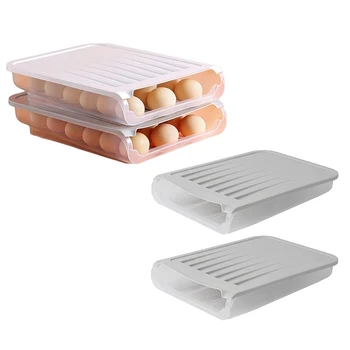 2 упаковки Держатель для хранения яиц с автоматической прокруткой, стеллаж для хранения яиц, средства для хранения продуктов в холодильнике, яйца, Пластиковая экономия пространства