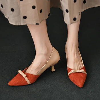 BCEBYL/ Новые женские туфли с бантом и острым носком в тон, модные, пикантные, элегантные, для банкета, свадьбы, на высоком каблуке