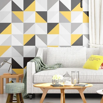 beibehang Желтая геометрия современный рулон обоев фоновые настенные покрытия triangle papel de parede 3d обои домашний декор
