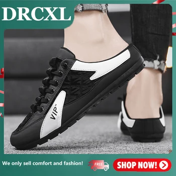 DRCXL 2023 Новая мужская повседневная обувь Летние полуботинки Baotou на тонком срезе, модные Дикие туфли-бобы на плоской подошве, Мужские кроссовки