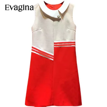 Evagina Высококачественное мини-платье в стиле пэчворк контрастного цвета со свободной талией 2023, весна-лето, новые женские праздничные платья без рукавов