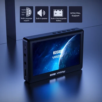 Ezcap180 Recorder Video Audio Capture Box Аналого-цифровой Преобразователь Поддерживает Видеокамеру Видеомагнитофона VHS, DVD TF-карту, U-диск с экраном 4,3 дюйма