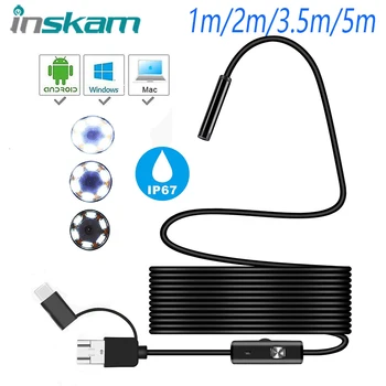 INSKAM 8 мм объектив Камера Эндоскоп IP67 3в1 USB/Micro USB/Type-C Эндоскоп Камера Бороскоп с 6 светодиодами для Android ПК Ноутбук