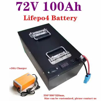 Lifepo4 72v 100Ah литиевая батарея LFP 100A BMS 8000w моторный велосипед трехколесный погрузчик Motocycle scopoter ebike + 10A зарядное устройство