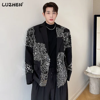 LUZHEN 2023 Модный Новый Корейский Нишевый дизайн С пайетками Повседневный блейзер Пальто Высококачественный Элегантный Джентльменский Мужской жакет D55a6c
