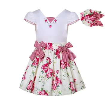 Pettigirl Для маленьких девочек, детские Летние повседневные праздничные платья с цветочным рисунком для детей, одежда для всей семьи Возраст 2345681012 Лет