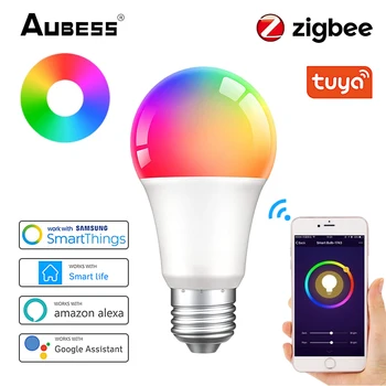 Rgbcw 9 Вт Светодиодный Светильник, Совместимый С Alexa Google Home Bluetooth Смарт-Лампа Регулируемого цвета Zigbee3.0 Лампа Tuya, Меняющая Цвет E27