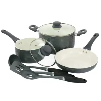 Ridge Valley, набор алюминиевой посуды с антипригарным покрытием из 8 предметов серого цвета, кухонные принадлежности для приготовления пищи