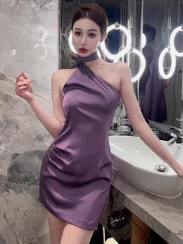 ZB6236 2023 весна-лето, новое женское модное темпераментное элегантное сексуальное облегающее платье с открытой спиной на шее, дешевая оптовая продажа