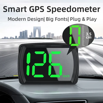 Автомобильный GPS HUD Цифровой спидометр Автомобильный счетчик напоминаний км/ч для всех автомобилей ЖК-дисплей крупным шрифтом Скорость Автомобильные аксессуары