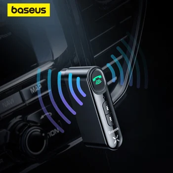 Автомобильный адаптер Baseus Aux Bluetooth 5.0 Беспроводной аудиоприемник 3,5 мм для автоматической громкой связи Bluetooth Автомобильный комплект Динамик Наушники