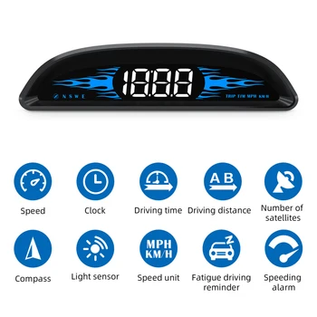 Автомобильный Головной дисплей Цифровой GPS-Навигационный Спидометр с Двойной системой Отображения GPS со Скоростью/ Временем / Направлением / Пробегом Автомобиля