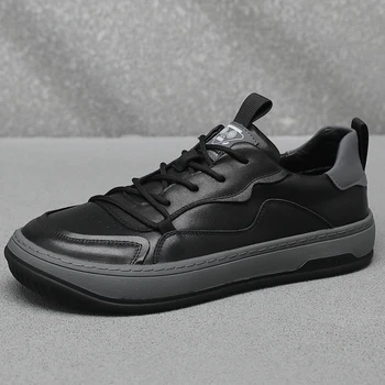 Белые туфли Мужская повседневная обувь на шнуровке Мужские кроссовки из натуральной кожи Крутая уличная обувь Брендовая мужская обувь Спортивная мужская обувь на плоской подошве