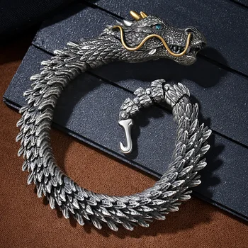 В Нью-Йорке Новый мужской Винтажный браслет с драконом, доминирующий тренд, мужской браслет из костей дракона, Крутой и продвинутый дизайн