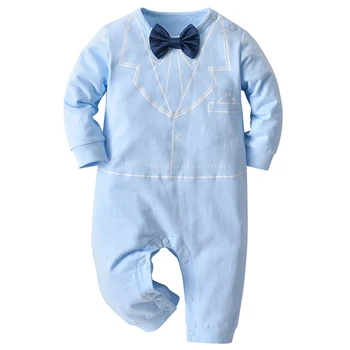 Весенняя одежда для маленьких мальчиков Модный Джентльменский галстук Хлопчатобумажные комбинезоны с длинными рукавами Костюм для малышей Одежда для новорожденных 0 3 Месяцев BC2482