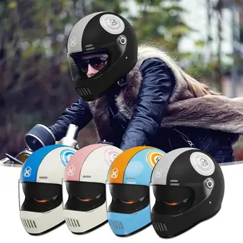  Винтажные шлемы с двойным зеркальным дизайном, открывающиеся мотоциклетные тепловые шлемы, HD Зеркальный мотоциклетный шлем Casco Moto Vintage Helmet