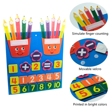 Войлочная математическая игрушка Монтессори, детская доска для подсчета ручек, детские развивающие игрушки для раннего развития 30 *30 см