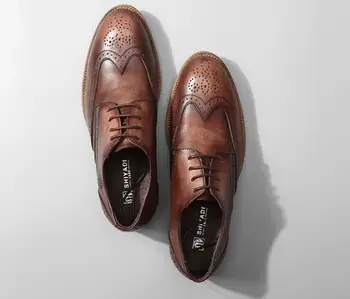 Высококачественная мужская ретро-обувь ручной работы с острыми носками, обувь с перфорацией типа 