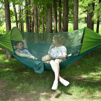 Гамак для кемпинга Двойные Гамаки Уличная Палатка с защитой от комаров, Солнцезащитная кровать-качалка с защитой от опрокидывания, Качели для кемпинга для одного человека