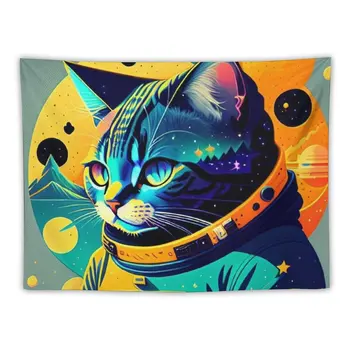Гобелен с котом-астронавтом, гобелен для настенного декора комнаты, Эстетический Декор спальни, эстетический гобелен