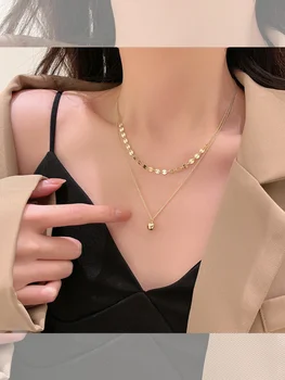 Двухслойное многослойное ожерелье French Fashion Ins Индивидуальное ожерелье с цепочкой на ключице, простая сетка, красное модное ожерелье для женщин