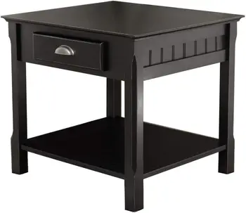 Деревянный столик для отдыха, черный, 21,97x22,05x21,97 дюймов