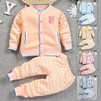 Детский комплект, осенний жакет-кардиган для детей 0-3 лет, детская плюшевая одежда из двух предметов, комплект одежды для маленьких девочек, одежда для новорожденных
