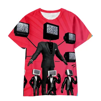 Игровая футболка Skibidi Toilet Для детей С короткими рукавами и 3D Красочным принтом, Футболка Speakerman Для мальчиков, Летние Повседневные Топы Для девочек-подростков, Уличная одежда