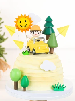 Испечь Украшение Торта Для Мальчика-Водителя Игрушечный Орнамент Jeep Car Theme Baby Shower Вставка для Торта Топпер для Детей 1 Год Первый День Рождения