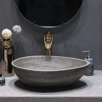 Керамическая раковина для ванной комнаты, Брызгозащищенный умывальник, Одинарный Художественный умывальник, Бытовой туалет, умывальник, раковина для ванной комнаты