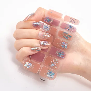 Коллекция наклеек для ногтей с модными голубыми бриллиантами, маникюр, полоски лака для ногтей своими руками, обертывания для декора вечеринок, наклейки для ногтей
