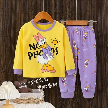 Комплект одежды для маленьких девочек Disney Одежда для маленьких девочек Осенние комплекты топа и брюк для детей Костюм Детская одежда для новорожденных
