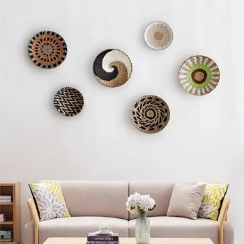 Креативное украшение стен из ротанга, плетение из травы, соломенная тарелка для домашнего декора, украшение фона гостиной, спальни, движущийся подарок