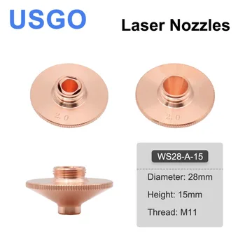 Лазерные Насадки USGO WSX Одинарные/Двухслойные Диаметром 28 мм H15 Калибра 0,8-4,0 мм M11 для WSX Волоконно-лазерной Режущей головки 10 шт./лот