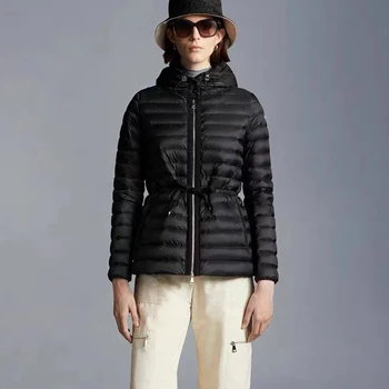 Легкая теплая простая куртка на белом утином пуху с капюшоном, осень и зима 2023, новая высококачественная женская куртка с вышивкой, топы y2k
