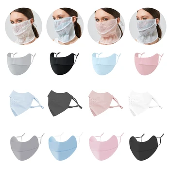 Летняя быстросохнущая маска для лица из ледяного шелка, солнцезащитная маска, женский шарф, Дышащая женская защита для лица, повязка на ухо, повязка на ухо