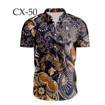 Летняя мужская рубашка 2023 года в Гавайском стиле с коротким рукавом, повседневные Корейские рубашки Harajuku с 3D принтом Для мужчин, камзолы для одежды, большие размеры 5XL