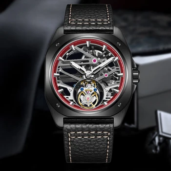 Механические часы AESOP Luxury Tourbillon Skeleton Водонепроницаемые Винтажные наручные часы для мужчин Механизм Сапфировый Квадратный корпус Новинка 2023 года