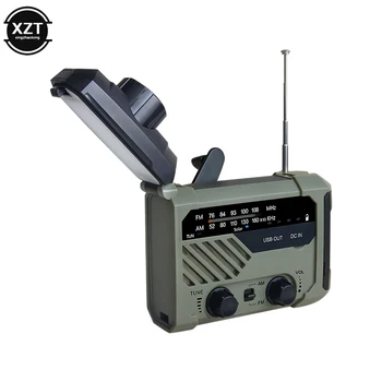 Мини Портативное Радио С Рукояткой AM FM NOAA Аварийная Лампа для Чтения 3-в-1 Фонарик Солнечная Зарядка Power Bank для Мобильного Телефона