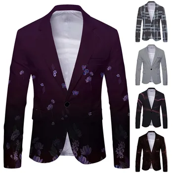 Мужской весенне-осенний костюм в полоску и клетку с принтом, верхнее пальто, модный тренд, повседневный и удобный