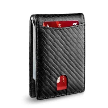 Мужской кошелек Держатель для кредитных карт Ультратонкая микрофибра с блокировкой RFID, двойная складка, городской минималистичный стиль, идеально подходящий карман