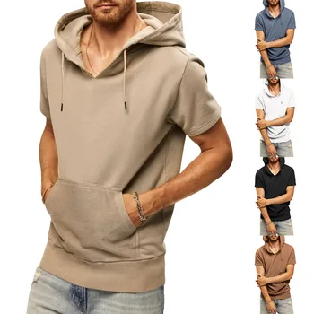 Мужской летний Новый модный пуловер, модная толстовка для спорта и отдыха, свободная хлопковая мужская футболка с коротким рукавом
