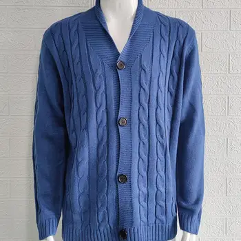 Мужской свитер, стильные теплые мужские вязаные куртки-кардиганы с воротником-лацканом, приталенный крой для холодной погоды, модный осенний свитер, пальто