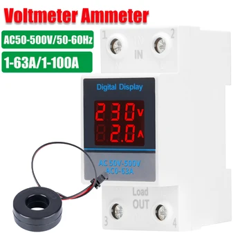 Мультиметр AC50-500V Измеритель Напряжения LED Digital Volt Test Monitor Однофазный Вольтметр Амперметр для Измерения Напряжения Тока