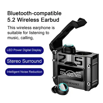 Наушники стерео объемного звучания, интеллектуальное шумоподавление, светодиодный цифровой дисплей, Hi-Fi Bluetooth-совместимые спортивные наушники 5.2
