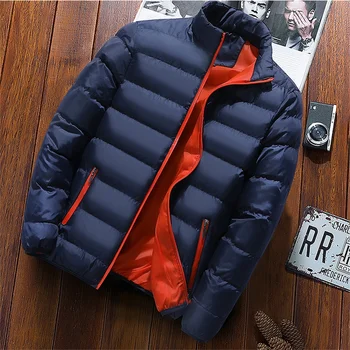 Новое мужское зимнее пальто с воротником-стойкой, хлопковое пальто, утолщенный теплый Parker, однотонный Модный уличный стиль, M-4XL, мужские парки, пальто