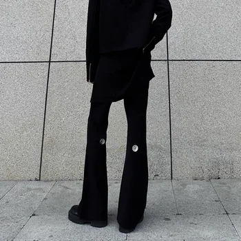 Новые 2023 винтажные черные брюки в стиле y2k, съемные расклешенные брюки для мужчин, мужские черные модные брюки